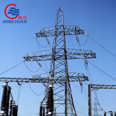 330kv इलेक्ट्रिक ट्रांसमिशन टॉवर / हाई वोल्टेज पावर टॉवर स्टील